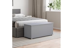 Vida Designs Leon Storage Ottoman, Wood in Grey, 100x40x48cm – Ottoman Storage Bench with Lift-Up Lid, Ideal for Toys, Bedding & Footstool Use