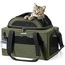 Zavothy Transporttas voor katten en honden, transporttas, ademend en opvouwbaar, transportbox voor katten met verstelbare schouderriem, afneembare pluche matras (zwart, S