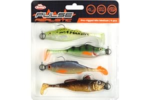 Berkley Pulse Realistic Mix, Selection of 4 Pre-Rigged Soft Lures Ideal for Catching Pike, Perch and Zander, Chosen by Berkley Pro Anglers, Great Gift For Lure Anglers