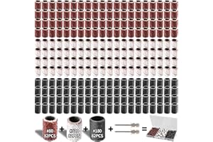 Sruhrak 248 Pieces Drum Sander Set with Free Box，80/120/180 Grits Including 246 Pieces Nail Sanding Band Sleeves (Red/White/Black) and 2 Pieces Drum Mandrels for Drum Sander Rotary Grinder