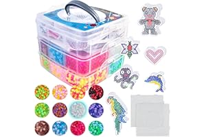 La Manuli Perline da Stirare - Perline a Fusione Kit Completo 10.000 Pezzi, Perline Fusibili per Bricolage Bambini con Piastre e Accessori per Creazione Gioielli e Fai da Te