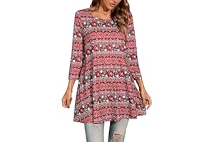Enmain Womens Casual Tunic Tops Long Sleeve Ladies Longline Tunic Blouse Shirts Round Neck Plus Size Tunics Dress Floaty T Shirt for Women,S-3XL
