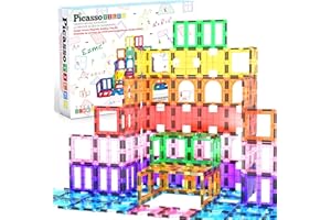 PicassoTiles PT42 Designer Artistry Kit 42 szt. Zestaw magnesów Building Tiles Clear Color Magnetic 3D Building Block - Kreatywność poza wyobraźnią! Edukacyjne, inspirujące, konwencjonalne,