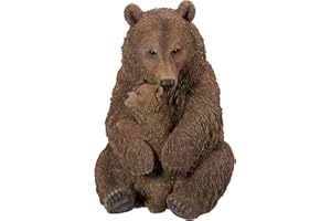 VIVID ARTS Mère et bébé ours brun en résine - Très détaillée - Décoration de maison ou de jardin - XRL-BBMB-B