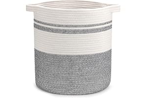 Goodheim Cesto portabiancheria pieghevole, cesto portabiancheria intrecciato, grande & XL, bianco, marrone, in cotone, grande (grigio, 55 L)