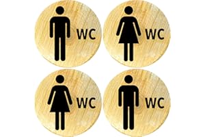 Clever Pool Lot de 2 autocollants WC pour femme et homme - Résistant aux intempéries - Plaque de porte - Plaque de porte - D = 148 mm (2 WC homme+femme bois, en langue allemande)