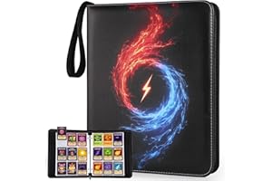 COZCLAM 900 Pockets Card Binder for TCG, MTG, Sports Cards, 9-Pocket Trading Card Album with 50 Sleeves, Baseball Football Card Holder with Zipper Closure, Lay-Flat Collection Binder