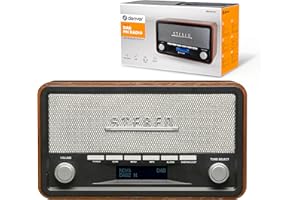 Denver DAB-18 - Radio analogica e digitale, DAB+, FM. Bluetooth. Altoparlanti da 4 W. Schermo LCD. Nero, Legno