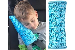HECKBO shark fish car seatbelt pillow for Children - machine washable - girl boy kids Children soft car seat belt cover sleeping pillows protection car travel pillow cushion vacation