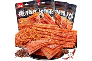 HENJUNU Latiao 4 Packungen, Latio Chinese Snack, Chinesische Würzige Snacks, Würzig Gewürzte Snacks, Klassische Hot Strips fürs Büro, Partys (Würzig Gewürzte4-1)