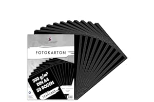 MarpaJansen Fotokarton in Schwarz, DIN A4, 50 Bogen, 300g/m² feste Bastelpappe für Cardboard und Scrapbooking, Blauer Engel zertifiziert