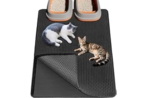 Ycozy XXL Grande alfombra gatos arenero 90 x 60 cm Doble Capa Orina y Material Impermeable Alta Elástico EVA Duradera Fácil de Limpiar diseño de Doble Capa en Forma de Panal