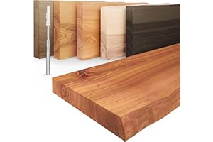 LAMO Manufaktur Étagère Murale en Bois Massif, Bord irrégulier, étagère Flottante Montage Invisible Foncé 70cm, LW-01-A-004-70W