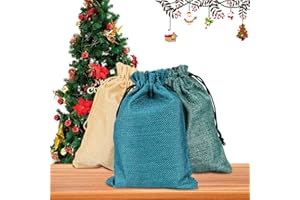 Vegena Lot de 30 Sachets en Toile de Jute 13x18 cm Sac Jute avec Cordon pour Calendrier de l'Avent, Bijoux, Mariage, Fête, Noël, Bricolage, 3 Couleurs