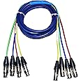 MA 4 Channel Snake Cable XLR Male To XLR Female Cable 3 pin Microphone Mic extension Balanced Audio Microphone Guitar Amplifier Mixer Cable (M - F, 10 M, Multicolour)