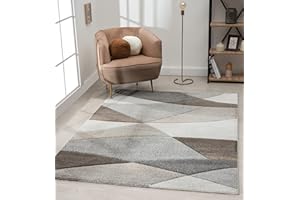 the carpet Monde - Tappeto moderno per soggiorno a pelo corto, effetto bassorilievo, taglio contornato, con motivo a onde, 120 x 170 cm, colore: grigio/beige