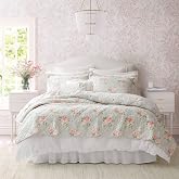 Laura Ashley - İkiz Yorgan Seti, Eşleşen Yastık Kılıfı ile Ters &Ccedil;evrilebilir Pamuk Yatak Takımı, Her Mevsim i&ccedil;in Hafif Ev Dek