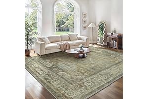 GENIMO Tapis Salon Vintage Style Persan, Moquette Lavable en Machine avec Dessous Antidérapant, Tapis Décoratif pour Chambre, Cuisine, Entrée et Maison, Vert,120x170CM