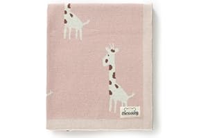 mimixiong Soft 100% Pure Organic Cotton Knitted Newborn Baby Blanket, Swaddle Blanket, Giraffe Pink (80 x 100cm)