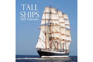 TGSC | Segelfartyg kalender 2027 – kvadratisk väggkalender, månadsöversikt med plats för möten, 30 x 30 cm
