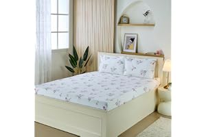 Amazon Brand - Solimo King Size Flat Bedsheet with 2 Pillow Cases 200 TC 100% Cotton Washing Machine Washable 90 x 108 Inches Floral Design (Pink)