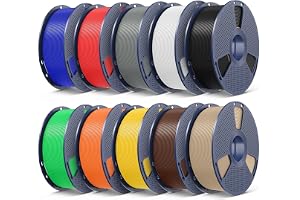 SUNLU 10KG 3D-skrivare PLA Plus filament Bundel flerfärgad, 10 kg svart + vit + grå + röd + liten blå + grön + solig orange +