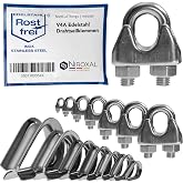 4 mm stainless steel cable clamp, 10 pieces, suitable for wire diameter 4 mm, in set with matching thimble, made of stainless