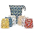 Simple Being Reusable Cloth Diapers,6 Pack Pocket Adjustable Size,Waterproof Cover,6 Inserts,Wet Bag, Double Gusset (Boy Animals)