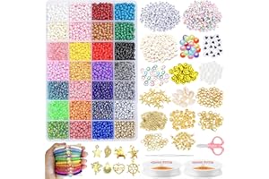 DAHUDTIN 28 Colori 4mm Perline per Braccialetti, 4701pcs per Bigiotteria Fai Da Te, Bambini, per Collane con Perline Lettere Sorridenti Cordino Elastico Accessori