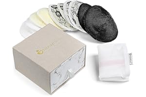 NatureBond Almohadillas de Lactancia Bambú Orgánicos para Pérdida de Leche 10pcs, Absorbentes, hipoalergénicos y estilizados, Bolsa Extra para Lavado (Multicolor)