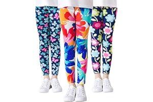 Adorel Dziewczęce Legginsy Kolorowe Spodnie w Kwiaty Pakiet 3