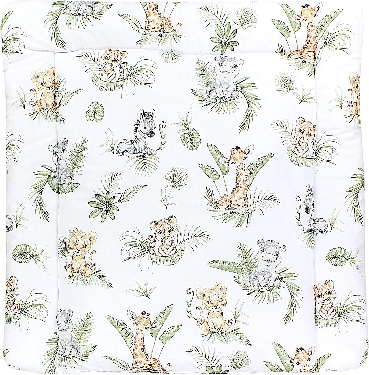 TupTam Colchón para Cambiador para Bebés Niños y Niñas, Safari/León/Marrón/Hojas/Verde, 70 x 50 cm