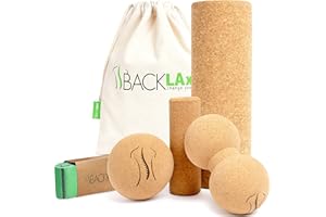 BACKLAxx ® Rullo Massaggio Muscolare in Sughero 100% naturale – Rullo schiena Rullo pilates Rullo Massaggio Rullo Yoga Rullo Massagiante Rullo da Massagio Rullo Automassaggio