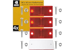 YOUR DAY MATE Reflectores para Atornillar, 4 Uds, Rojo, 90 x 40 mm, Marca de E, con Tornillos M5 + Tuercas, Reflector de Seguridad Remolque, Caravana, Poste, Captafaro, Derecho, Izquierdo, Catadioptrico Remolque