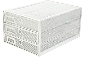 EXERZ Organiseur maillé 3 tiroirs/Module de Classement/Trieur de Papier/Organiseur Multifonctionnel de Bureau (Blanc)