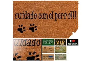 LUCA HOME LucaHome - Felpudo de Coco Natural 70x40 con Base Antideslizante, Felpudo de Coco Divertido Cuidado con el Perro, Felpudo Absorbente Entrada casa, Ideal para Puerta Exterior o Pasillo