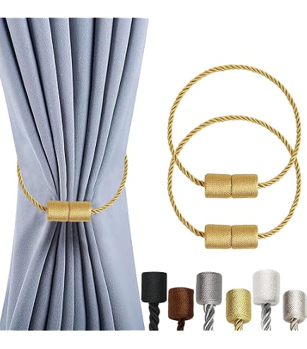Fermatende Magnetici Decorativi Per Tendaggi | Confezione Da 4, Colore Beige, Lunghezza Regolabile 48 Cm - Ideali Per Soggiorno E Camera - 4