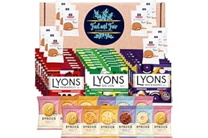 FAST AND FAIR UK Lyons Coffee Gift Set - Hamper Selection of British Coffee Bags Bundled with Luxury Individually Wrapped Border Biscuits and Indulgent Caramel Stroopwafels | 48 Items in Bespoke Gift Box