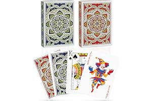 Aomaic Set of 2 Designer Professional Poker Cards - Deck for Families & Parties - Texas Holdem, Romme, Blackjack & Pinochle