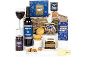 Virginia Hayward Christmas Hamper, Starry Starry Night Basket - Hampers & Gourmet Gifts Luxurious Festive Delights with Cabernet Sauvignon, Mince Pies, Cake and More - Delightful Christmas Presents