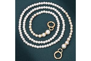 HAOBIN Perle Griff Kette Taschenkette Perle Korn Kettenriemen Taschenhenkel Kette Tasche Griff Ersatz TascheKette Dekoration Kette Schultergurtkette Ersatz Damentaschenkette (Weiß B, 100cm)