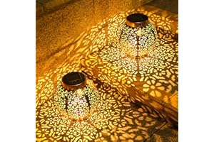 Euakee Lot de 2 Lanterne Solaire Exterieur Decorative, LED Lampe Solaire Exterieur Jardin IP65 Étanche en Métale, Lanterne Énergie Suspendre pour Jardin Noël Fête Patio Table Terrasse Décoration