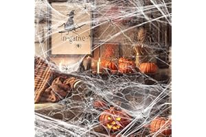 YORFULL Decorazioni di Halloween Ragnatela 200 g con 30 Ragni di Plastica, Ragnatela Estensibile per Decorazioni di Halloween per Interno ed Esterno, Decorazione per Casa Stregata, Horror da Giardino