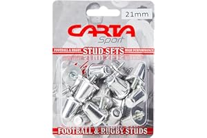 Carta Sport ALUMINIUM RUGBY UNION STUDS 21MM (BLISTER PACK OF 16),Silver