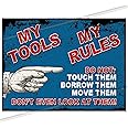 My Tools My Rules Metal Bar Sign Accessories for Home Pub or Outdoor Garden Bar Wall Plaque Man Cave Father's Day Gift Retro Vintage Signs Memorabilia 20cm x 15cm