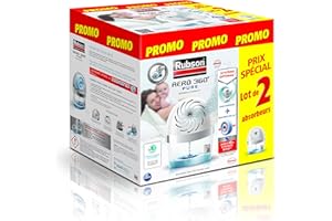 Rubson | Absorbeurs d'humidité AERO 360° Pure (2 appareils + 2 recharges) – Lot de 2 assainisseurs et déshumidificateurs d’air pour pièces de 20 m² – Recommandé par l'AFPRAL*