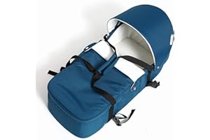 VIDIAMO - Couffin - Dès la Naissance à 6 mois ou 9 kg - Souple et Léger (2 kg) - 2 Anses - Matelas et Capote Amovibles - Jupe Zippée - Déhoussable - Nacelle Compatible Poussette Limo - Coloris Bleu