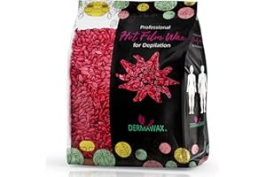 ‎DERMAWAX Dermawax Rose Film Wachs mit Kokosnußöl- Heisswachs Perlen Wachsperlen zur professionellen Ganzkörper Haarentfernung Enthaarung Brazilian Waxing ohne Wachsstreifen (500 Gramm)