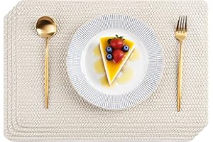 POLYTE Manteles Individuales Lavables de Vinilo Tejido para Interior y Exterior, Juego de 4