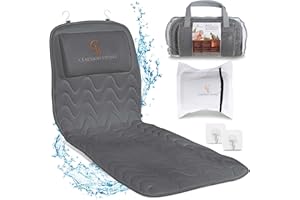 CLAESSONLIVING Cuscino Vasca da Bagno per Tutto il Corpo (125x43cm) - Cuscino Bago con ventose e Poggiatesta; Supporta Collo, Schiena e Gambe – Incl. Borse per Lavaggio e da Viaggio e Ganci per Asciugatura - Grigio